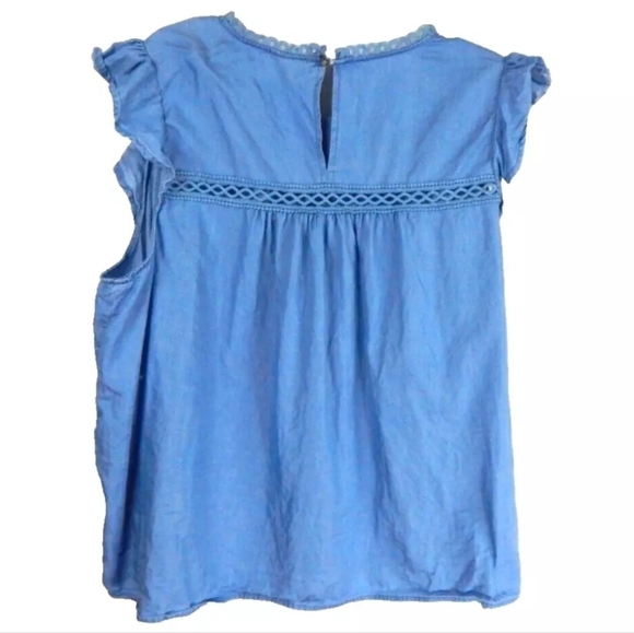 Torrid Denim Flutter Sleeve Top - Picture 3 of 4